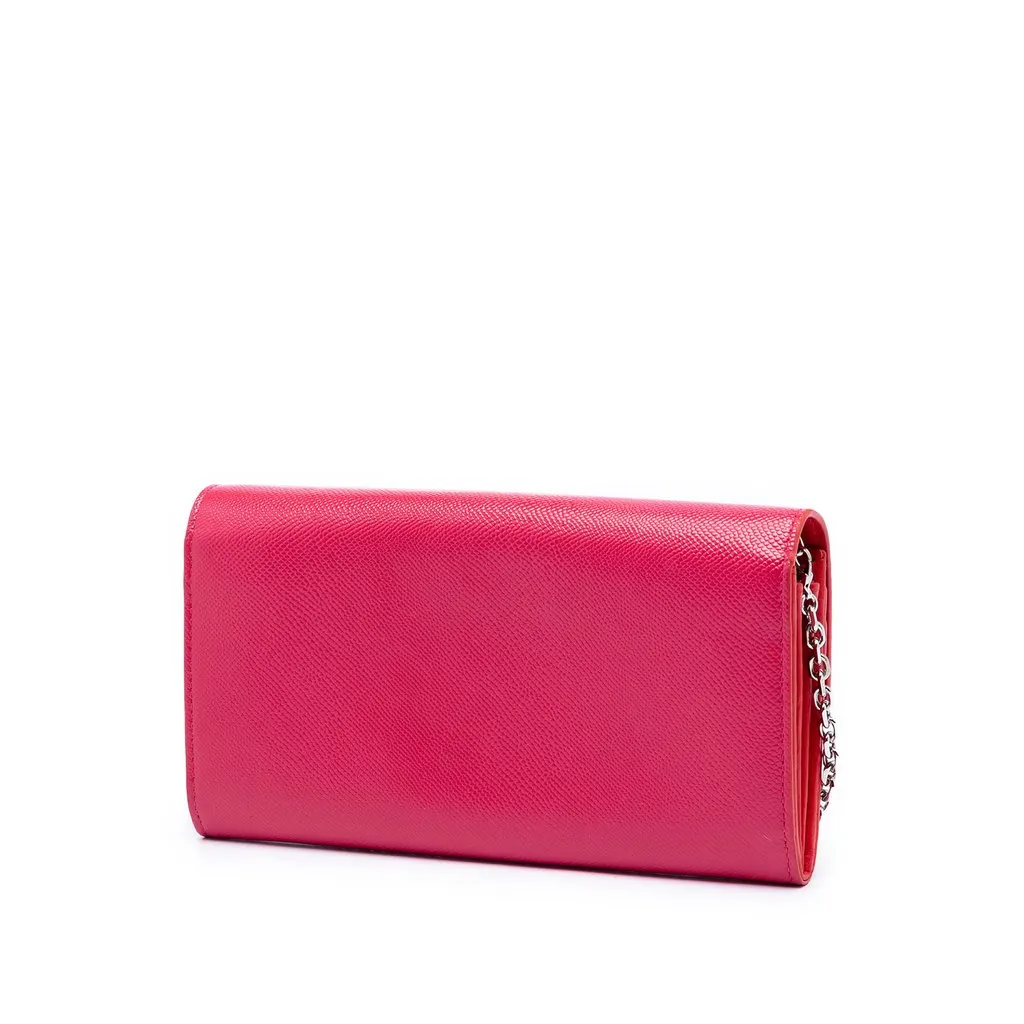 Dior Grained Patent Mania Rendez Vouz Wallet on Chain Pink Leather Very good - Back View