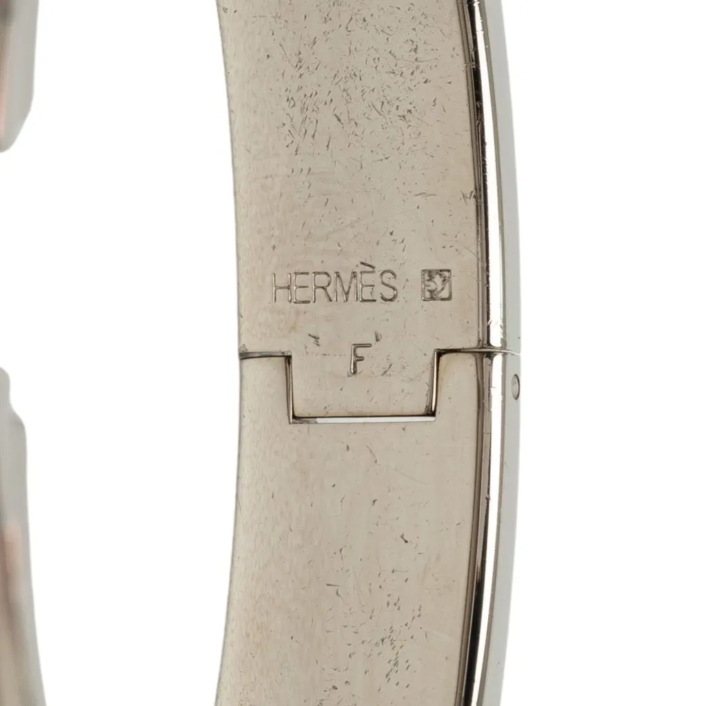 Hermès Narrow Enamel Clic H Bracelet PM White Enamel Very good - Model View