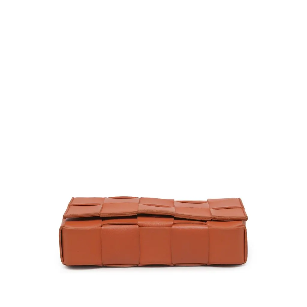 Bottega Veneta Small Nappa Intrecciato Cassette Crossbody Orange Leather Very good - Inside View
