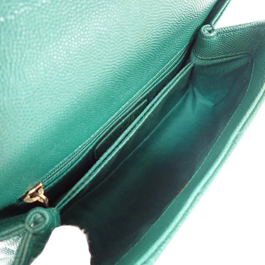 Chanel Mini Quilted Caviar Coco Top Handle Bag Green Leather Very good - Model View