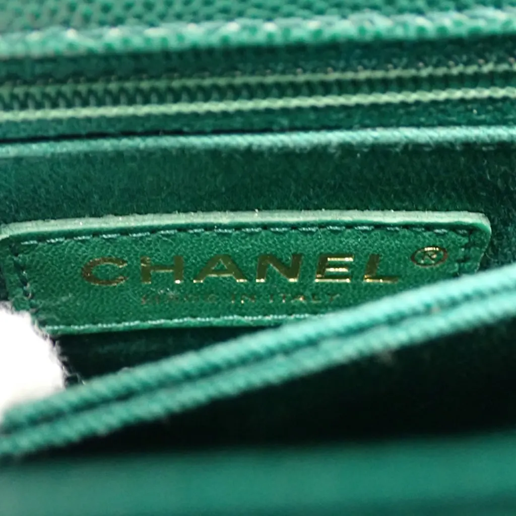 Chanel Mini Quilted Caviar Coco Top Handle Bag Green Leather Very good - Box View