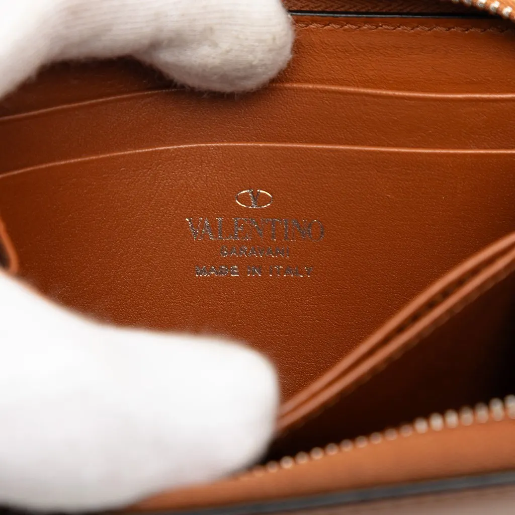 Valentino Leather VLogo Wallet On Strap Brown Leather Very good - Box View