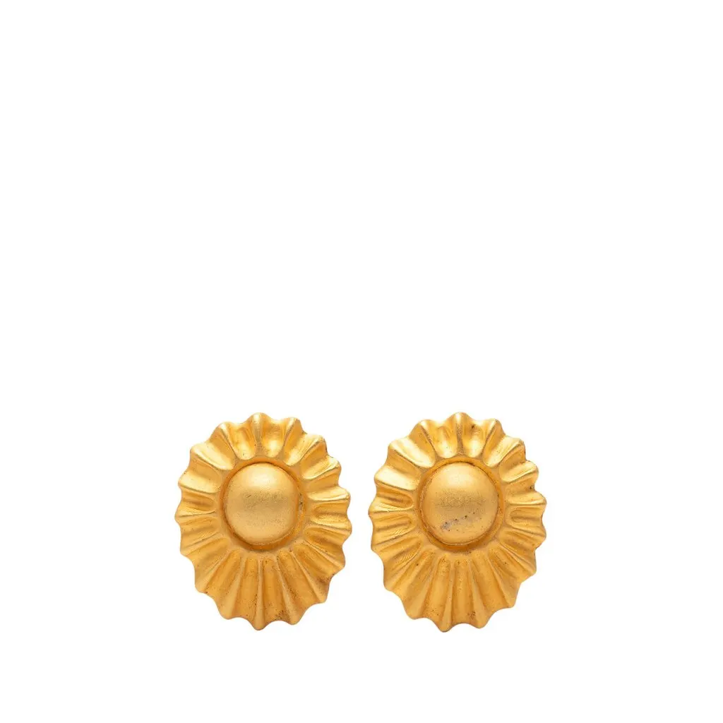Hermès Gold Plated Sun Clip On Earrings Gold Metal Very good - Front View