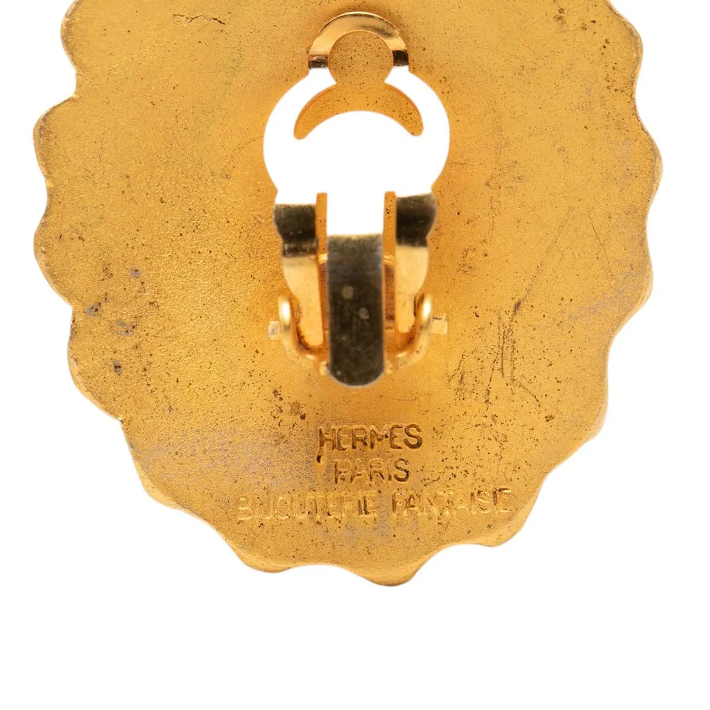 Hermès Gold Plated Sun Clip On Earrings Gold Metal Very good - Inside View