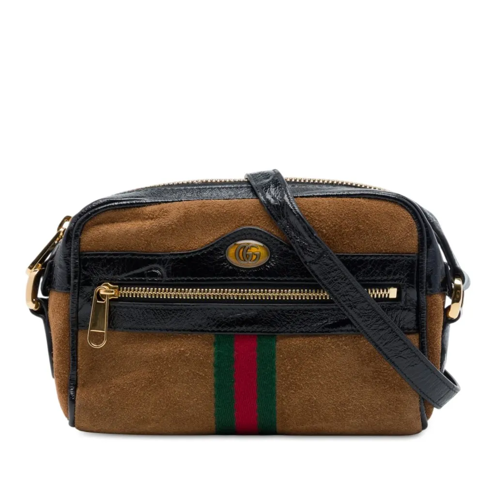 Gucci Mini Suede Web Ophidia Crossbody Brown Suede Very good - Front View