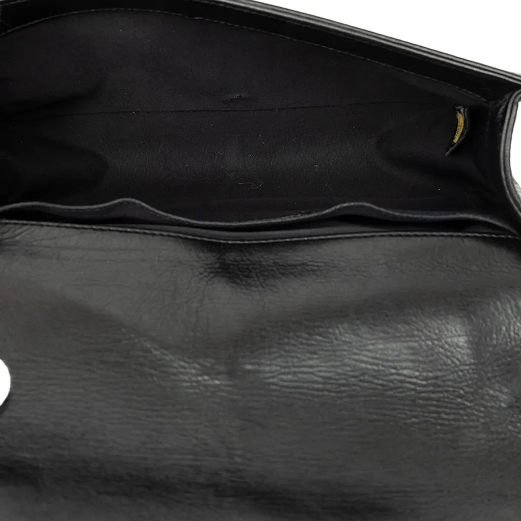 Chanel Old Medium Quilted Lambskin Double Stitch Boy Flap Black Leather Very good - Model View