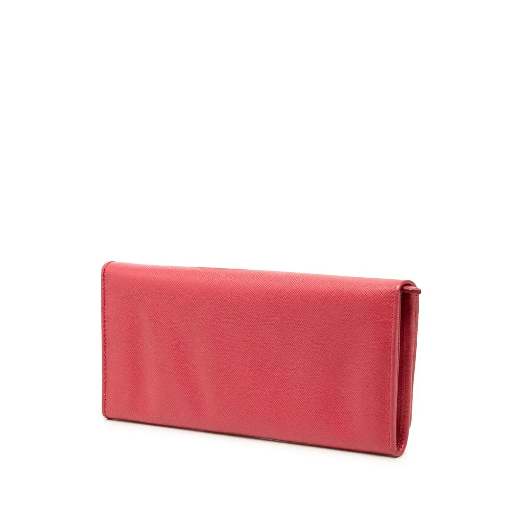 Prada Multicolor Saffiano Lux Continental Wallet Pink Leather Good - Back View
