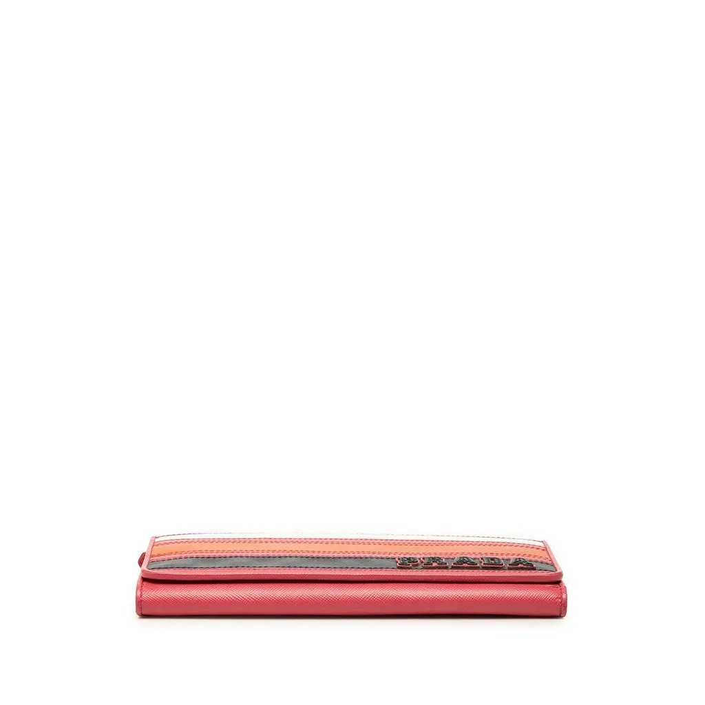 Prada Multicolor Saffiano Lux Continental Wallet Pink Leather Good - Inside View