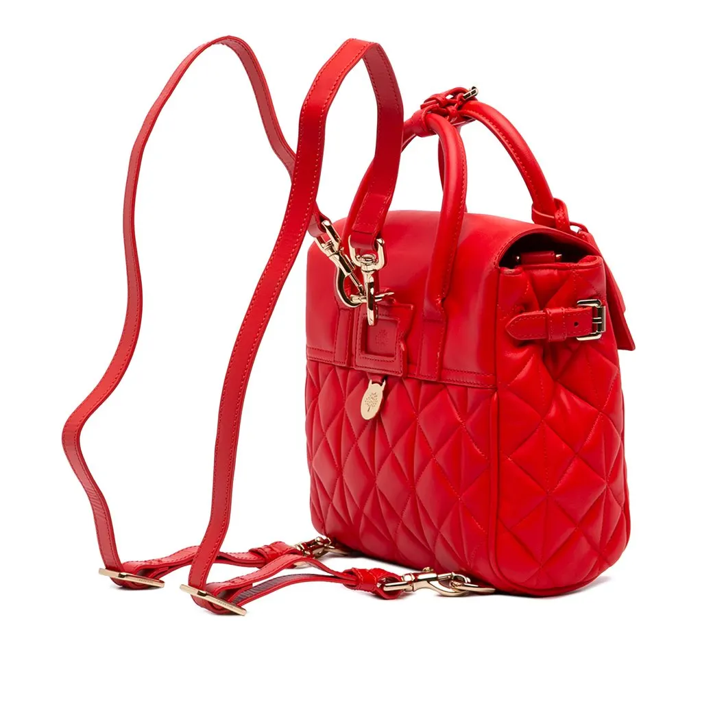 Mulberry Mini Quilted Nappa Cara Delevingne Convertible Bag Red Leather Very good - Back View