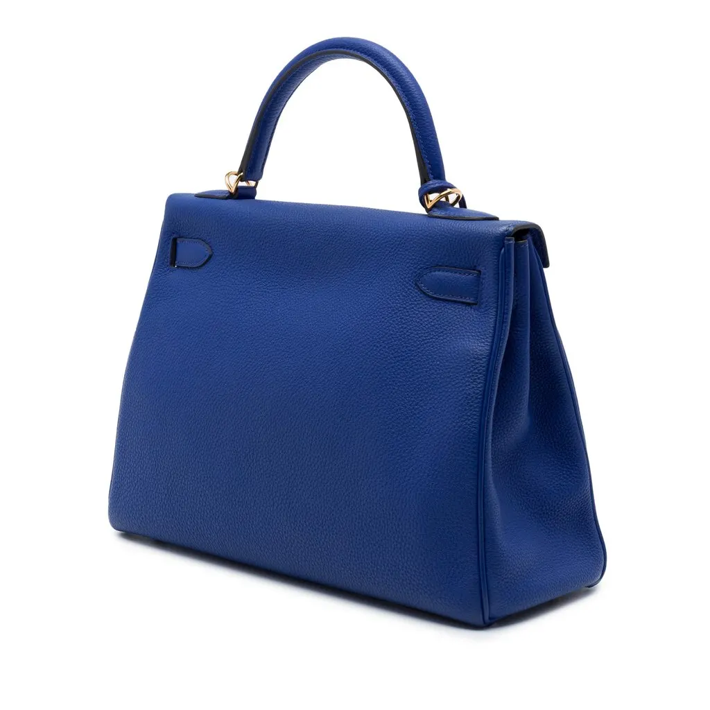 Hermès Togo Kelly II Retourne 32 Blue Leather Very good - Back View