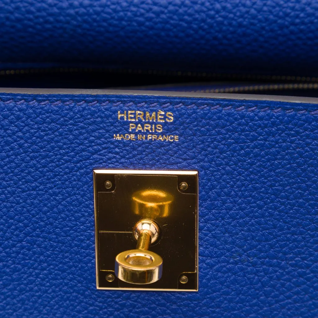 Hermès Togo Kelly II Retourne 32 Blue Leather Very good - Box View