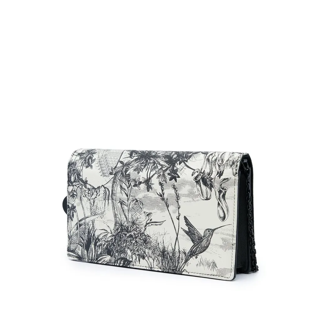 Dior Calfskin Toile De Jouy Carnivora Wallet On Chain White Leather Very good - Back View