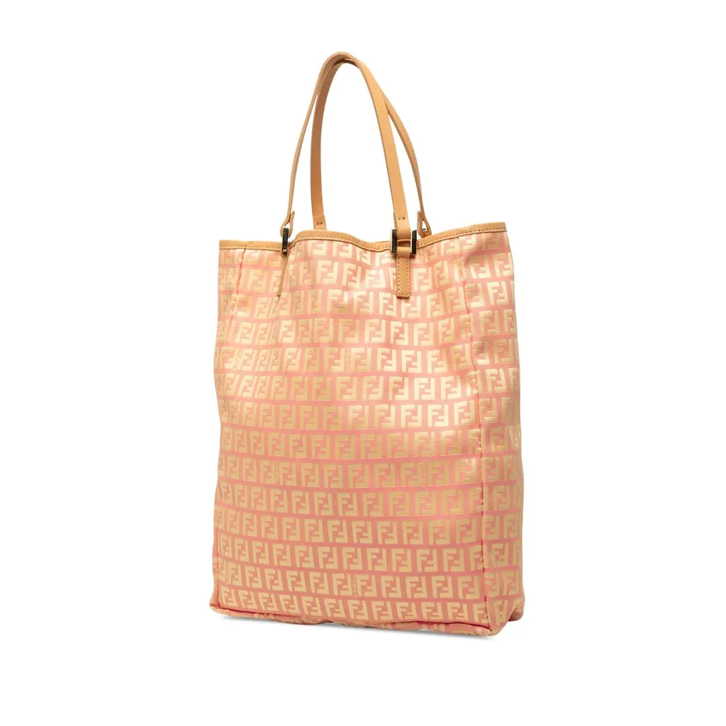 Fendi Zucchino Canvas Vertical Tote Pink Very good - Back View