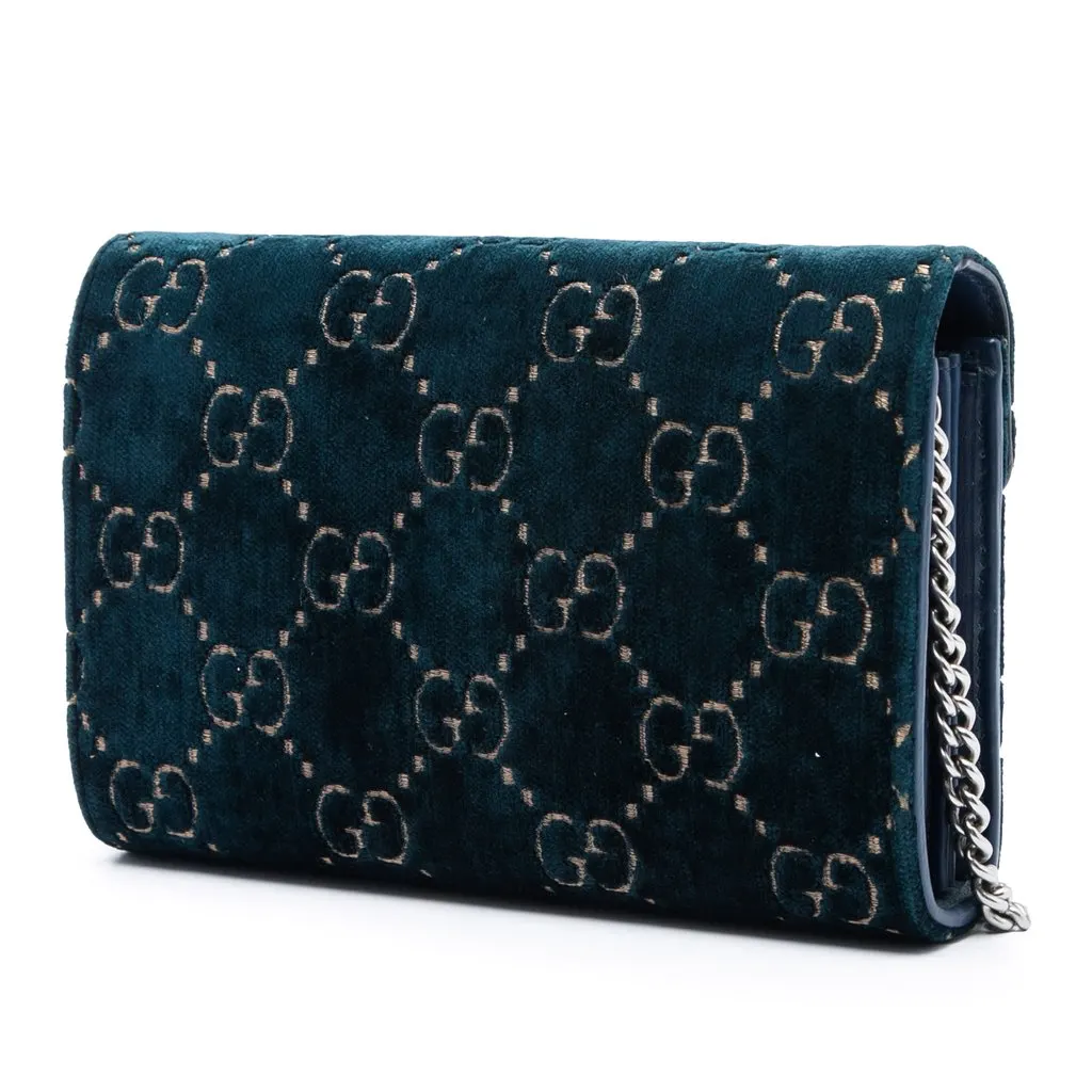 Gucci GG Velvet Dionysus Wallet on Chain Blue Velvet Very good - Back View