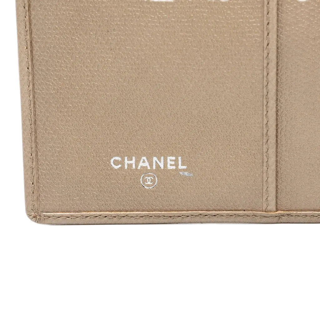 Chanel CC Calfskin Button Bifold Long Wallet Gold Leather Very good - Box View
