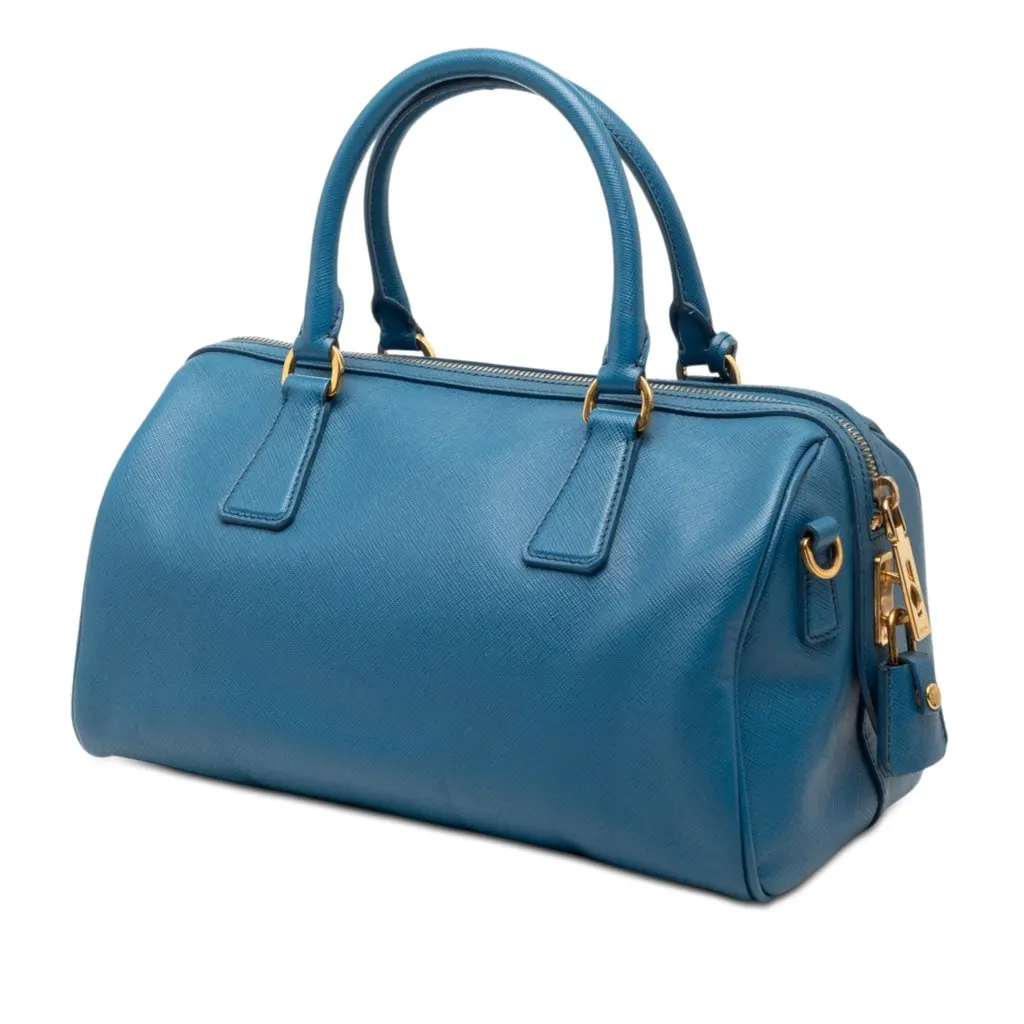 Prada Saffiano Lux Boston Bag Blue Leather Very good - Back View