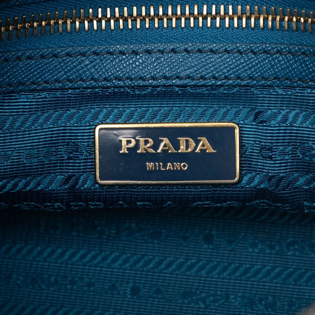 Prada Saffiano Lux Boston Bag Blue Leather Very good - Box View