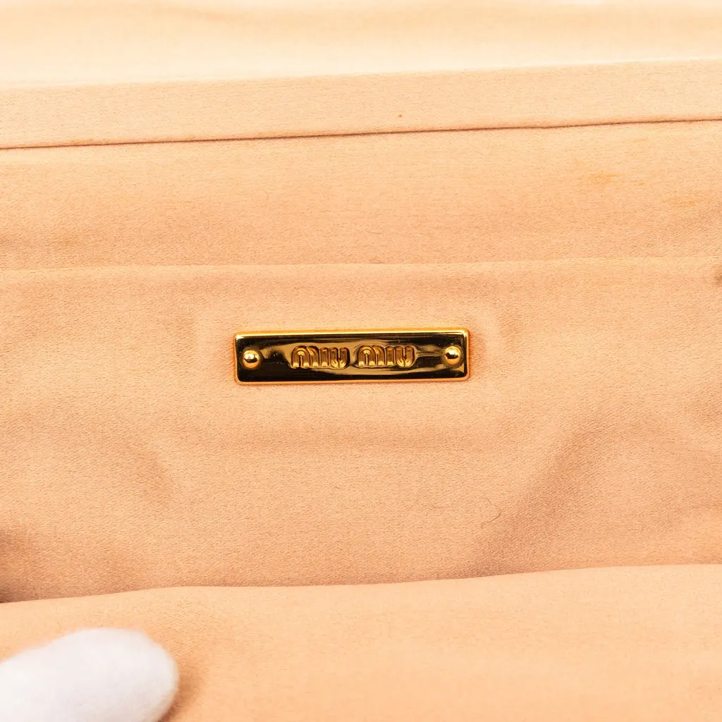Miu Miu Pleated Satin Flap Clutch Brown Very good - Box View