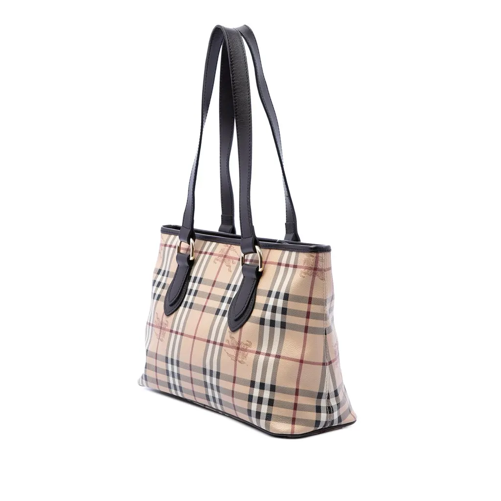 Burberry Haymarket Check Coated Canvas Tote Beige Very good - Back View