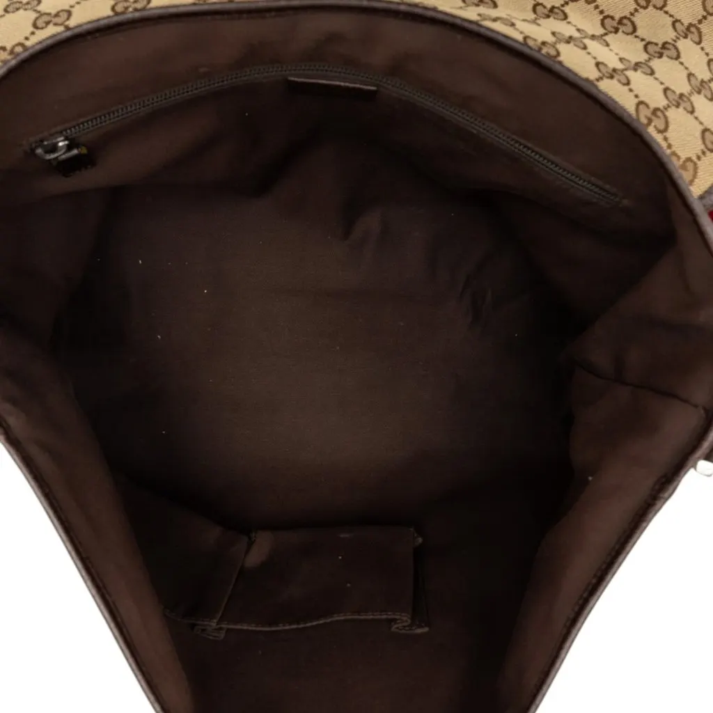Gucci GG Canvas Web Flap Messenger Bag Beige Canvas Very good - Model View