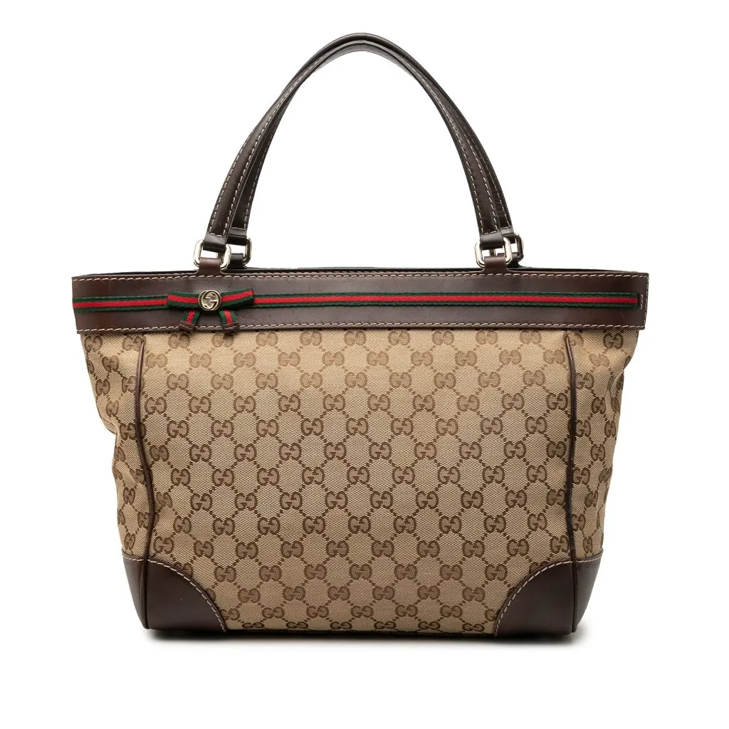 Gucci GG Canvas Web Mayfair Tote Beige Good - Front View