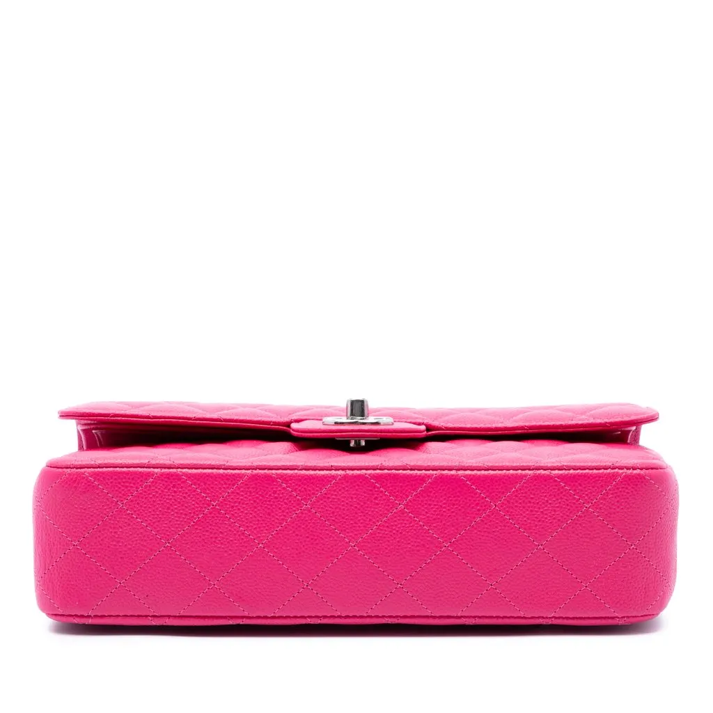 Chanel Medium Classic Caviar Double Flap Pink Leather Good - Inside View