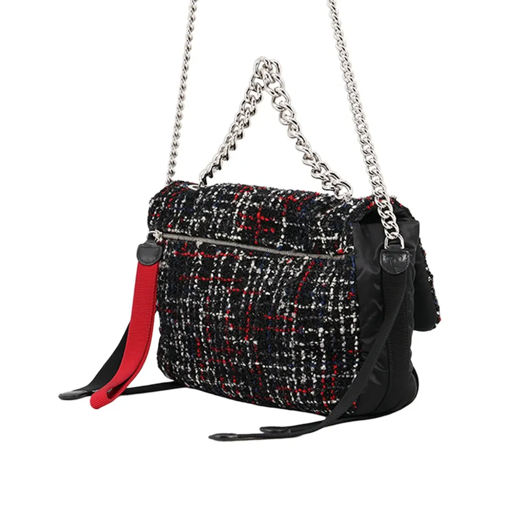 Chanel Quilted Tweed and Nylon Astronaut Essentials Flap Black Tweed Very good - Back View