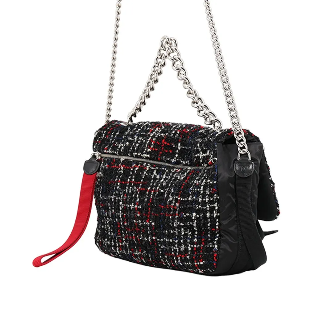 Chanel Quilted Tweed and Nylon Astronaut Essentials Flap Black Tweed Very good - Inside View