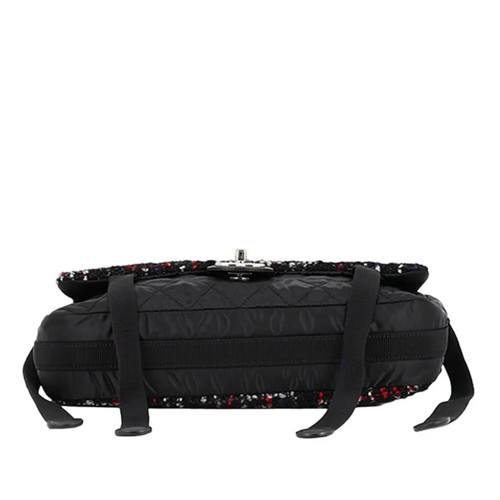 Chanel Quilted Tweed and Nylon Astronaut Essentials Flap Black Tweed Very good - Model View