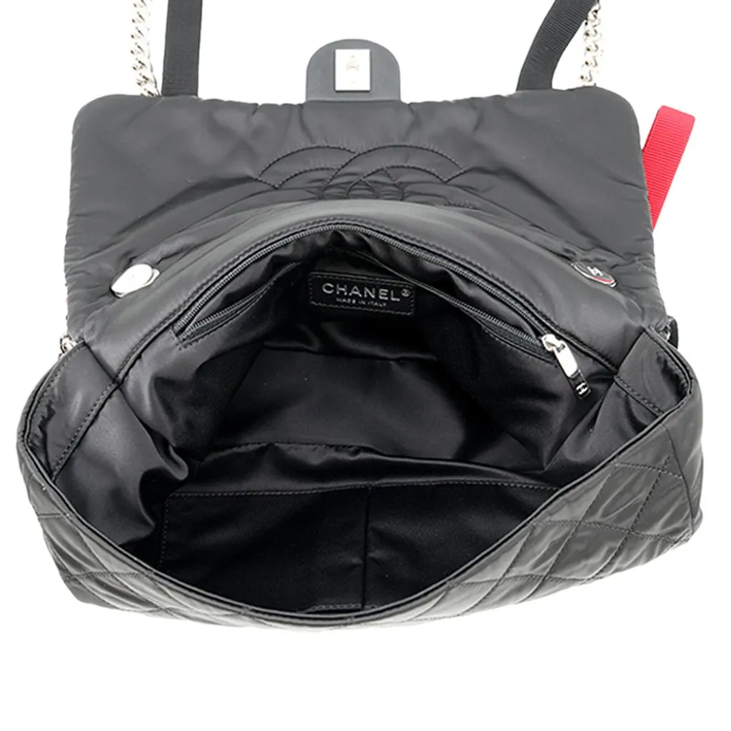 Chanel Quilted Tweed and Nylon Astronaut Essentials Flap Black Tweed Very good - Box View