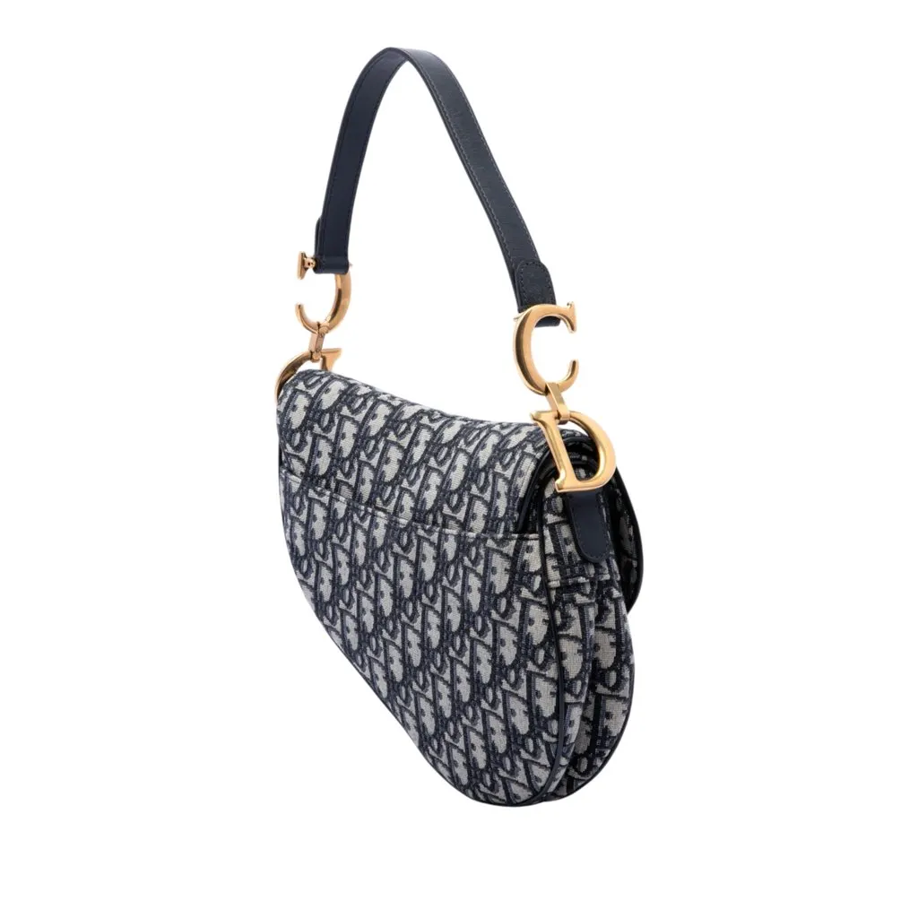 Dior Oblique Canvas Saddle Bag Blue Very good - Back View