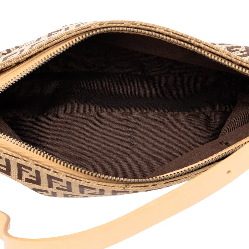 Fendi Zucchino Canvas Pochette Brown Canvas Good - Model View