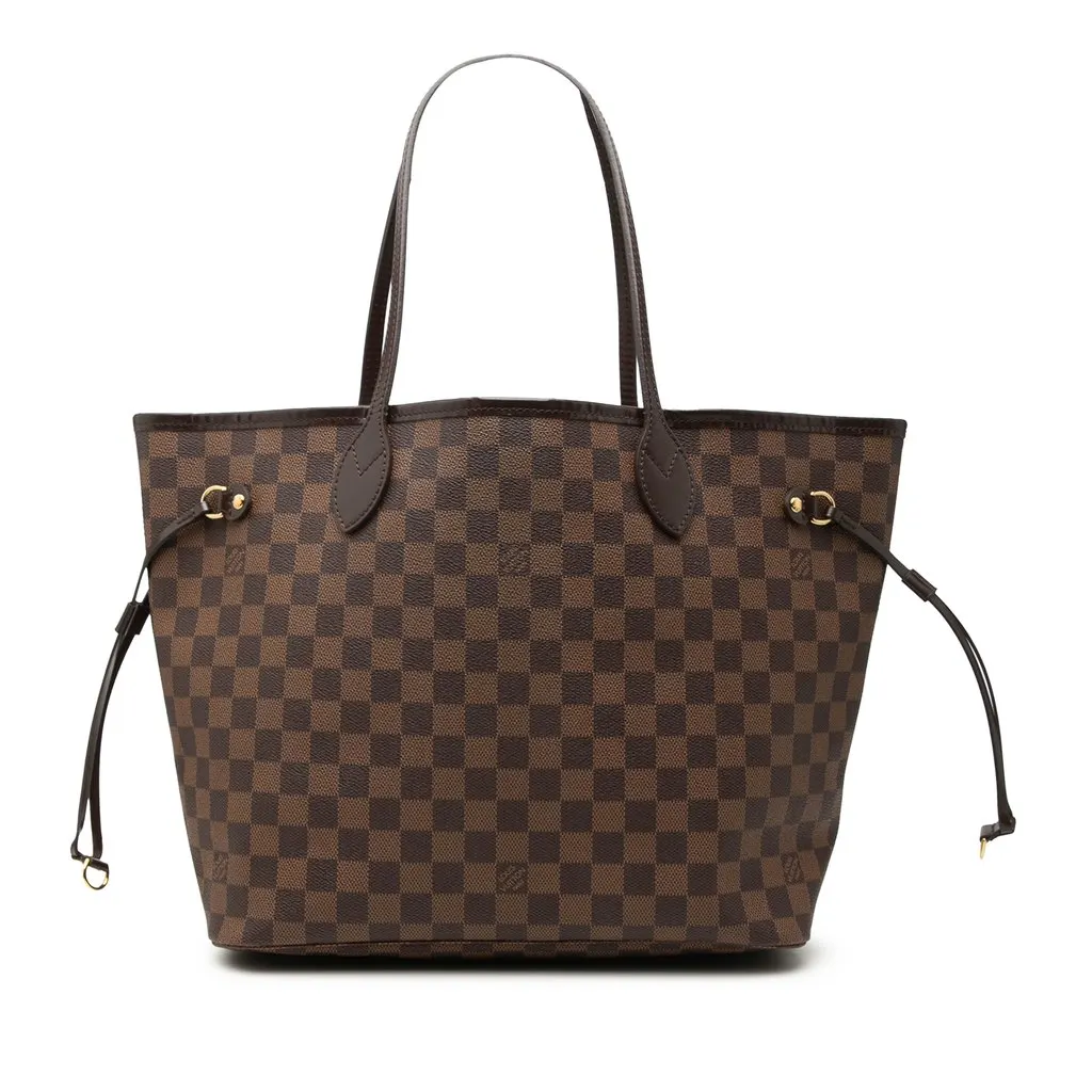Louis Vuitton Damier Ebene Neverfull MM Brown Canvas Good - Front View