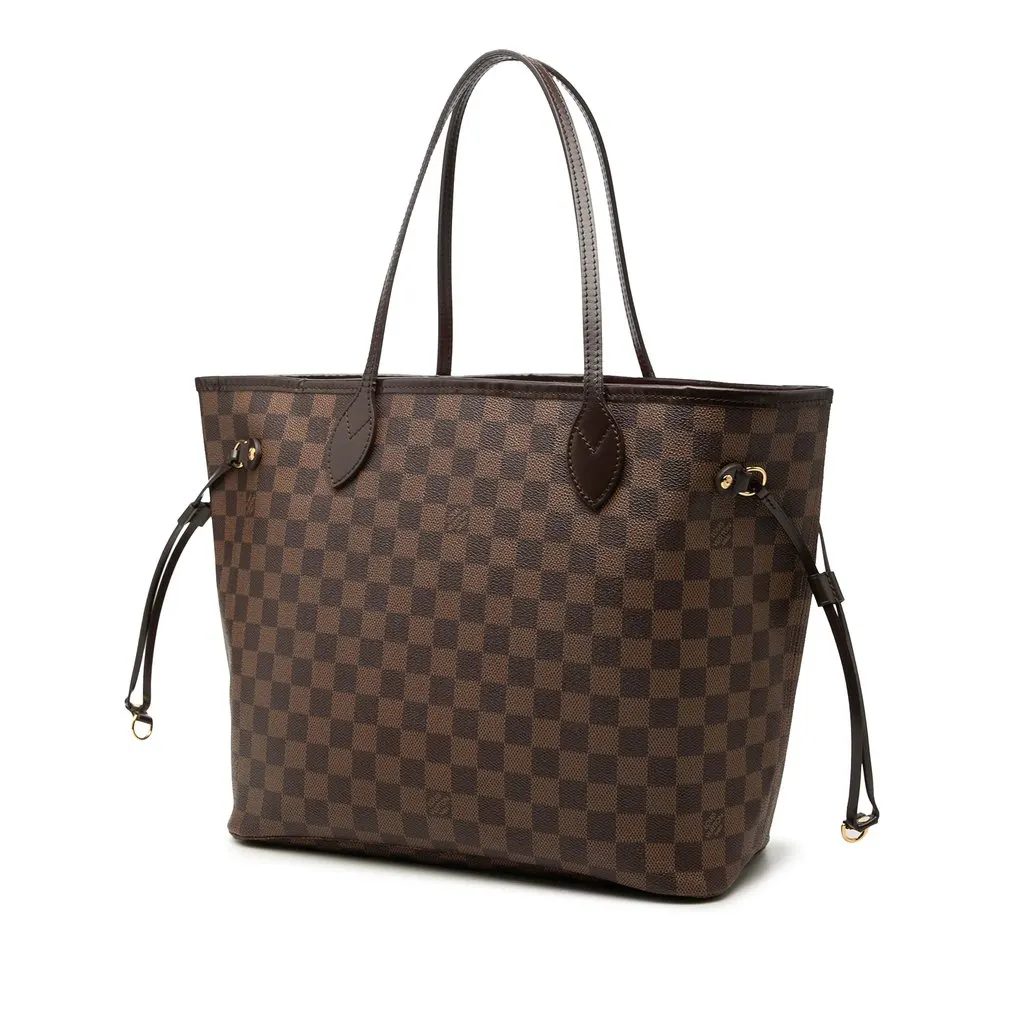 Louis Vuitton Damier Ebene Neverfull MM Brown Canvas Good - Back View
