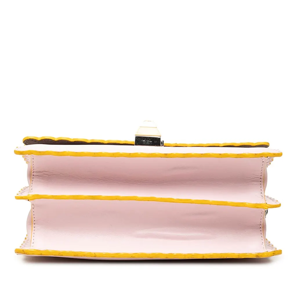 Fendi Small Scalloped Leather Kan I Crossbody Pink Leather Good - Inside View