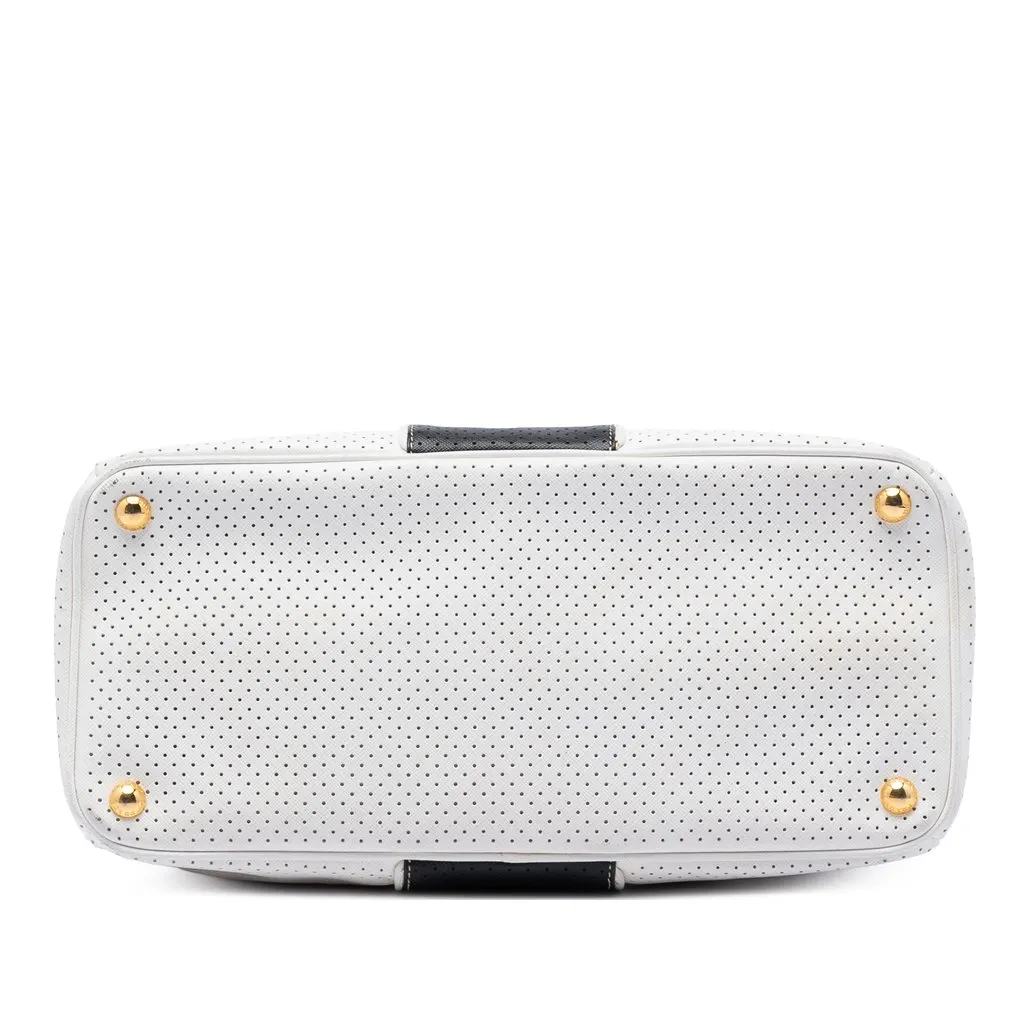 Prada Medium Saffiano Fori Perforated Galleria Tote White Leather Very good - Inside View