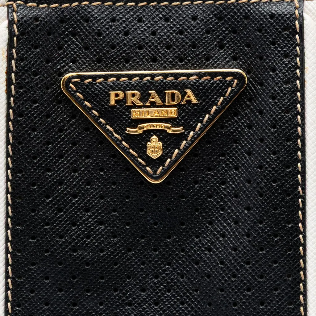 Prada Medium Saffiano Fori Perforated Galleria Tote White Leather Very good - Box View