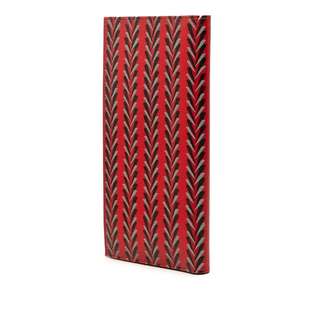 Prada Printed Saffiano Bifold Long Wallet Red Leather Very good - Back View