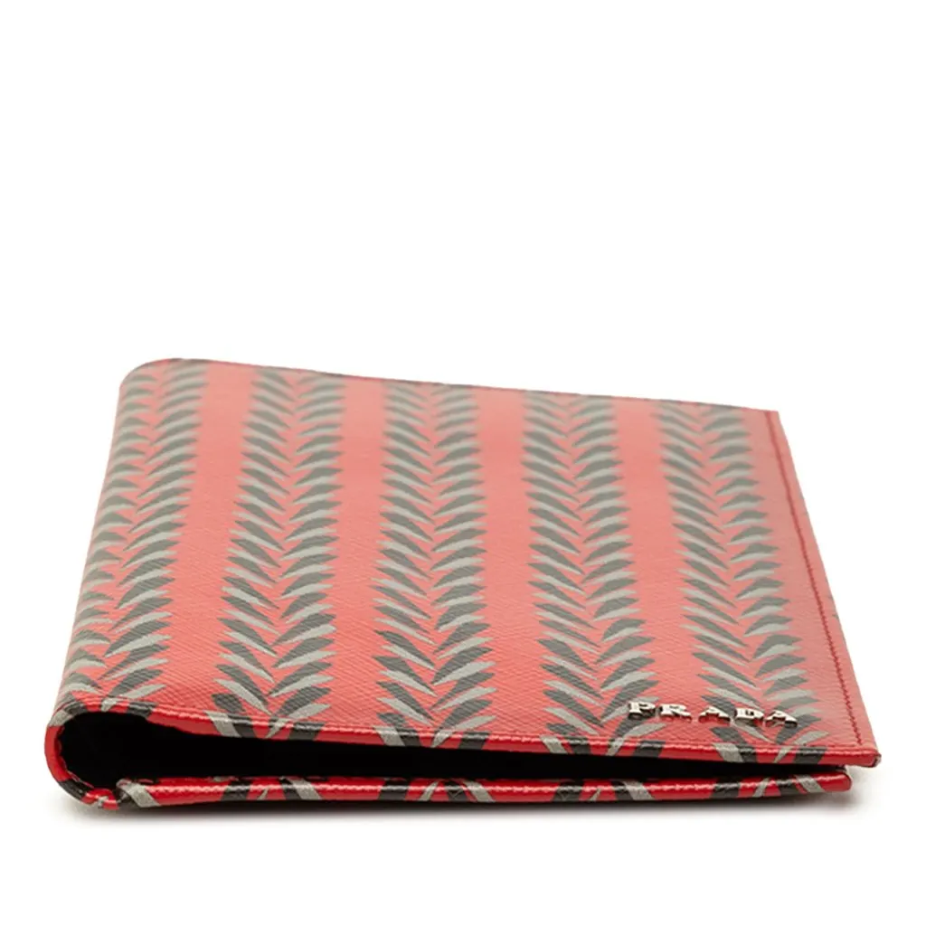 Prada Printed Saffiano Bifold Long Wallet Red Leather Very good - Inside View