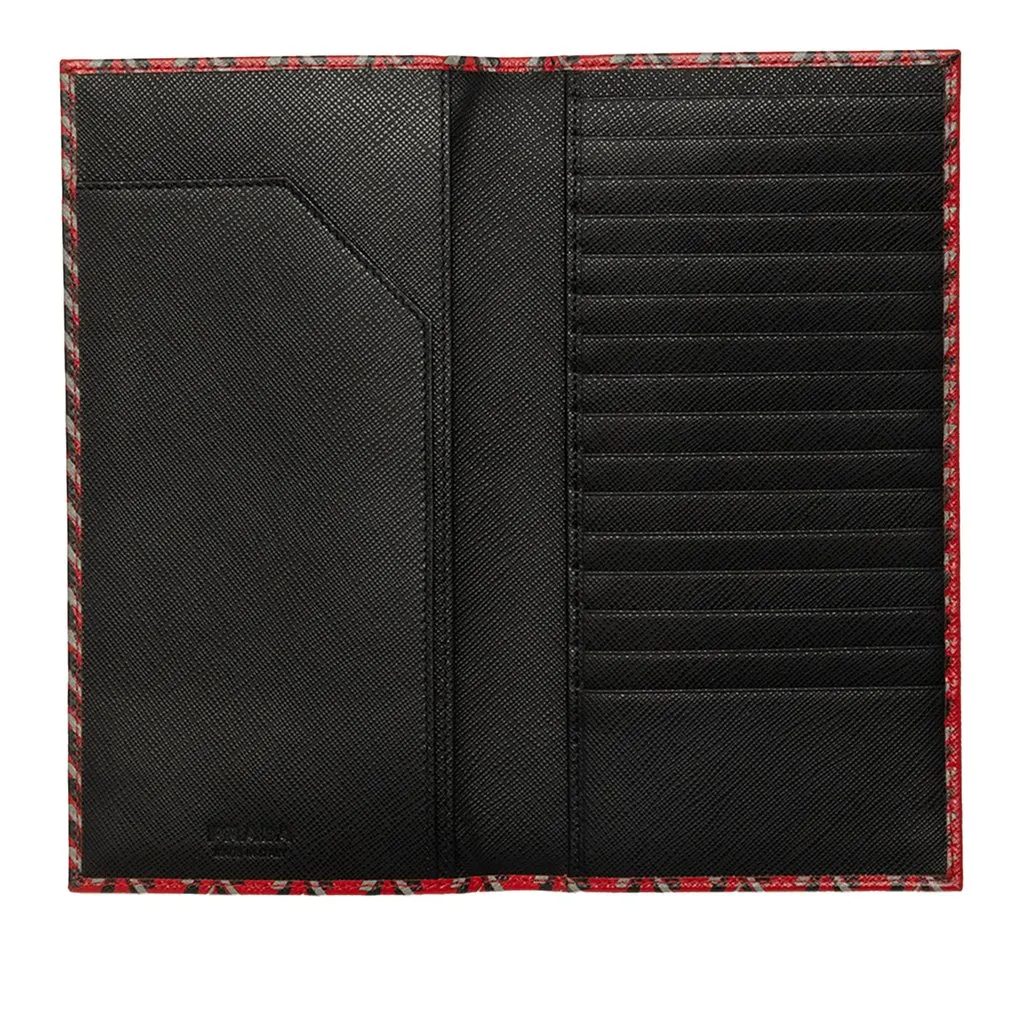 Prada Printed Saffiano Bifold Long Wallet Red Leather Very good - Model View