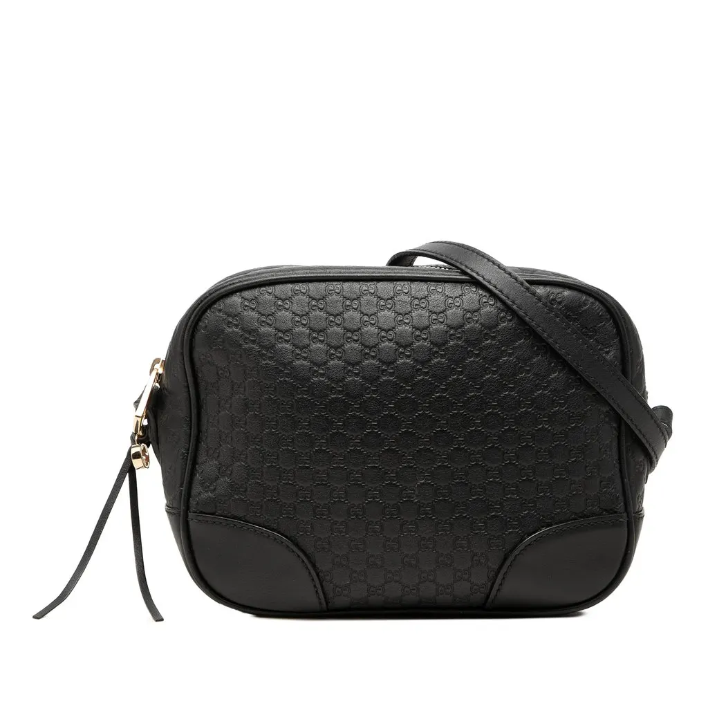 Gucci Microguccissima Bree Crossbody Black Leather Good - Front View