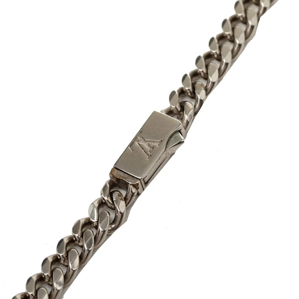 Louis Vuitton Brass Monogram Row Necklace Silver Metal Very good - Inside View
