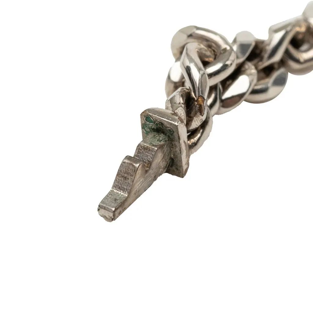 Louis Vuitton Brass Monogram Row Necklace Silver Metal Very good - Model View
