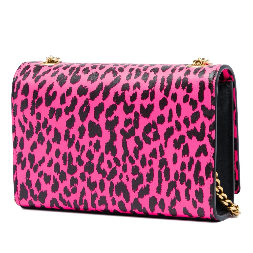 Saint Laurent Small Calfskin Leopard Print Monogram Kate Crossbody Pink Leather Very good - Back View