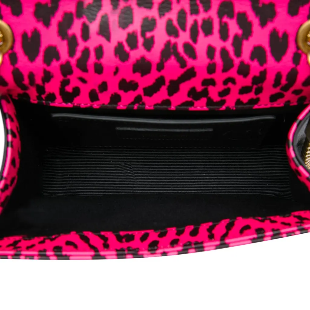 Saint Laurent Small Calfskin Leopard Print Monogram Kate Crossbody Pink Leather Very good - Model View