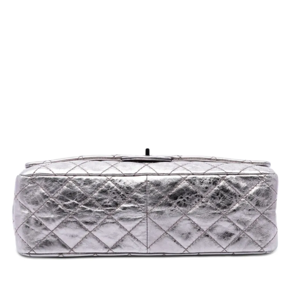 Chanel Quilted Metallic Aged Calfskin Reissue 2.55 Double Flap 226 Silver Leather Very good - Inside View
