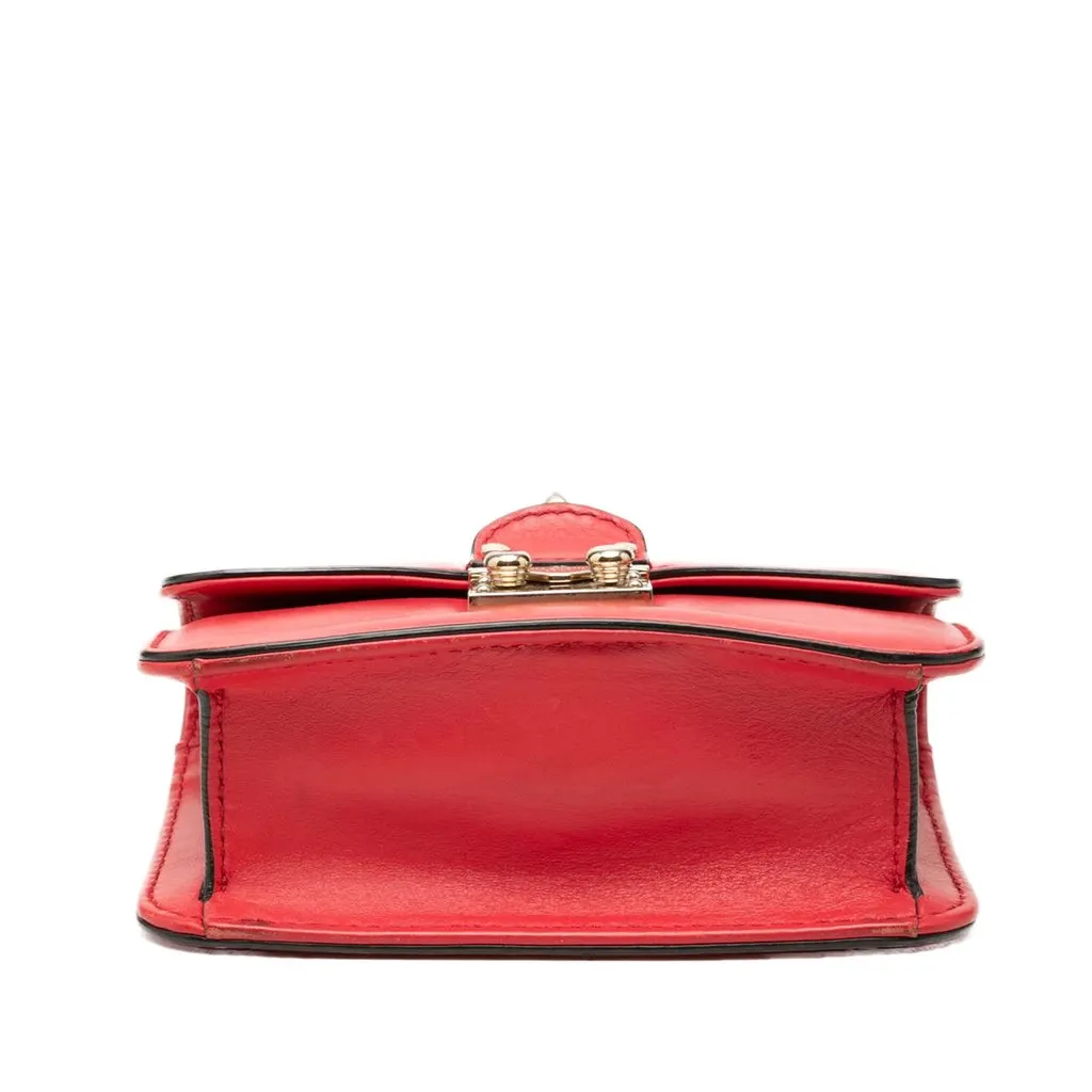 Valentino Mini Leather Rockstud Glam Lock Crossbody Red Leather Very good - Inside View