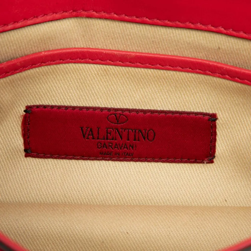 Valentino Mini Leather Rockstud Glam Lock Crossbody Red Leather Very good - Box View