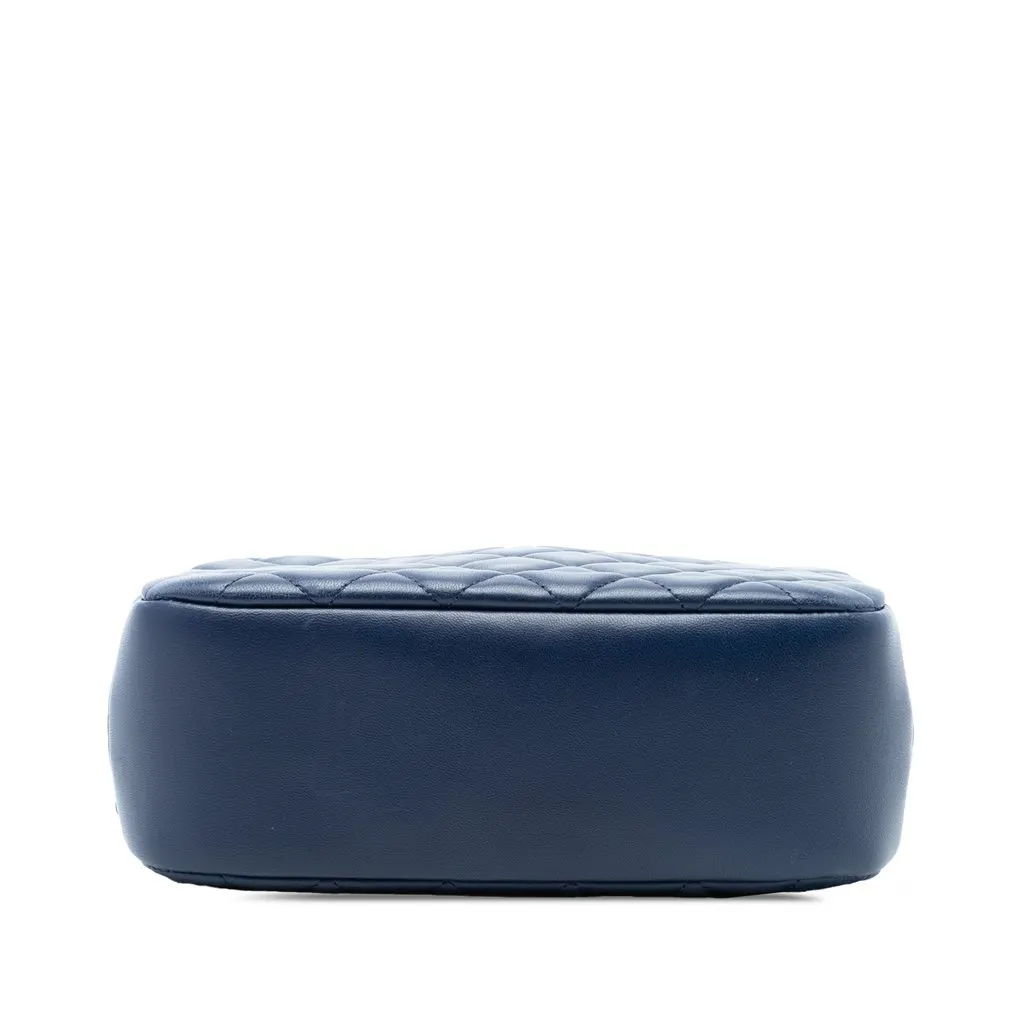 Chanel Large Quilted Lambskin Curvy Cosmetic Pouch Blue Leather Very good - Inside View