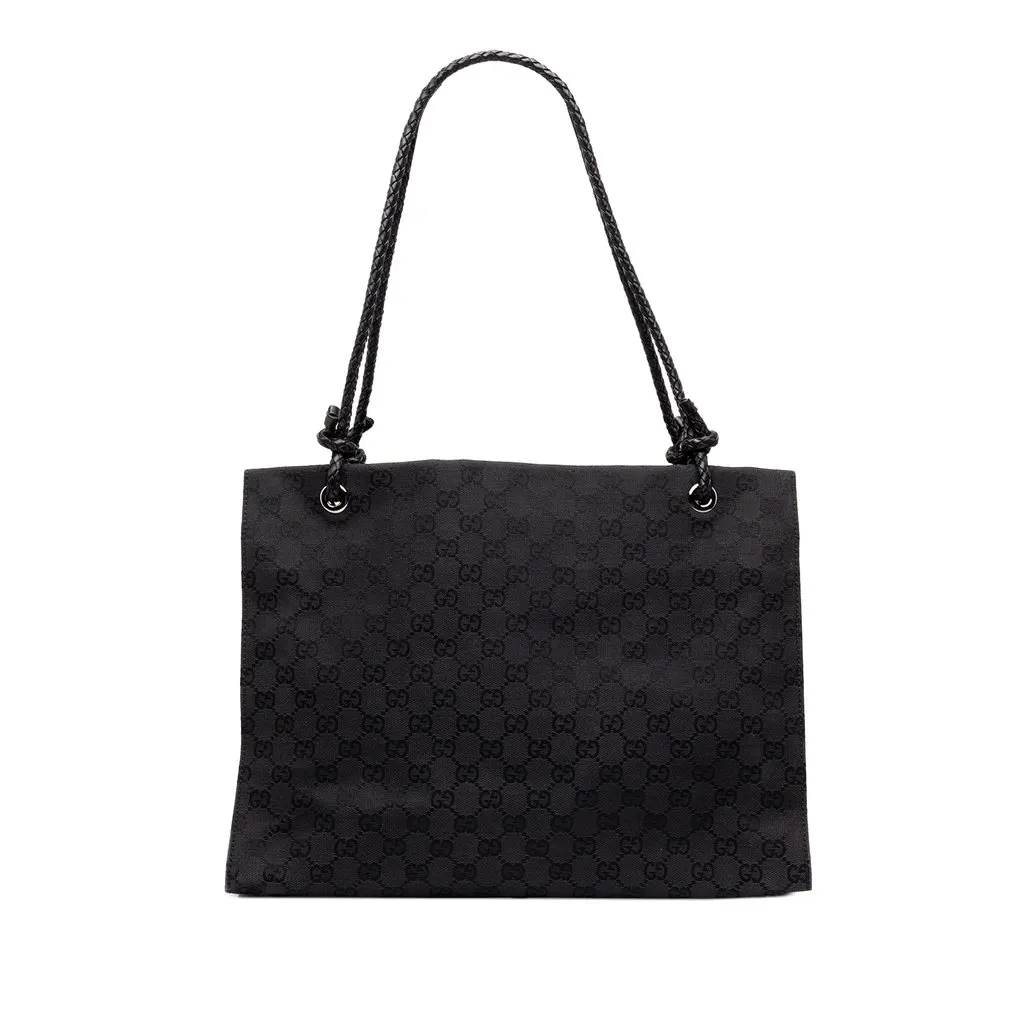 Gucci GG Canvas Tote Black Canvas Good - Front View